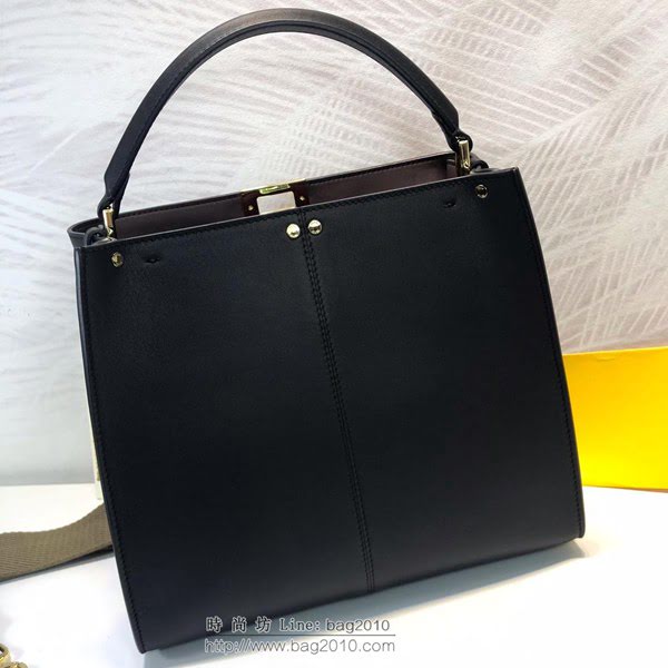 FENDI女包 頂級原單 中號手袋 單手柄手提包 黑色小牛皮 芬迪女挎包  fdz2100